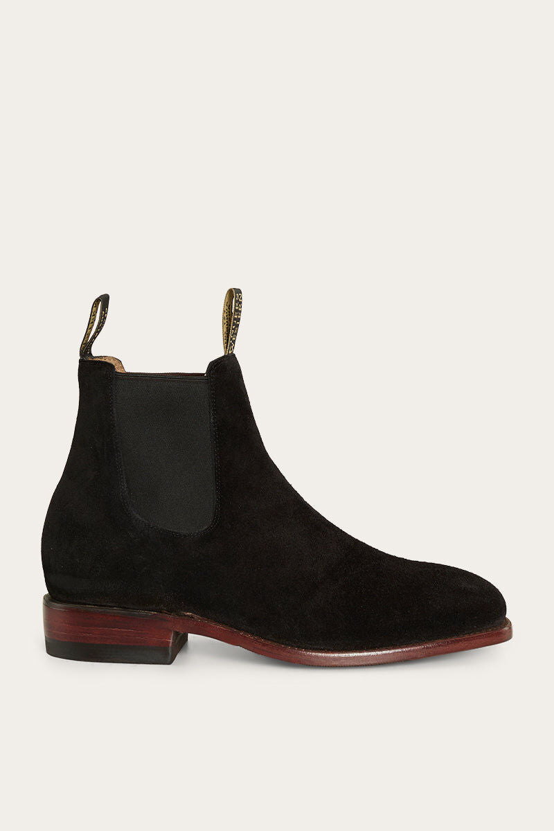 Ringers Western Kununurra Mens Chelsea Leather Boots Shoes in Black Suede EE Width