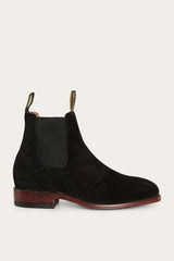 Ringers Western Kununurra Mens Chelsea Leather Boots Shoes in Black Suede EE Width