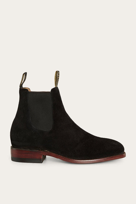 Ringers Western Kununurra Mens Chelsea Leather Boots Shoes in Black Suede EE Width