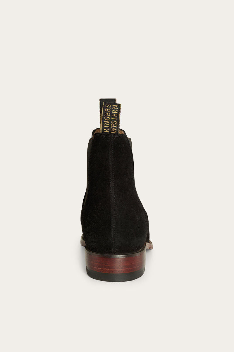 Ringers Western Kununurra Mens Chelsea Leather Boots Shoes in Black Suede EE Width