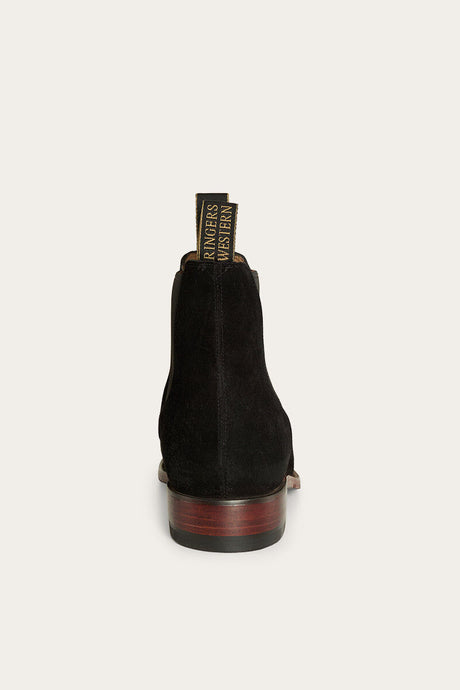 Ringers Western Kununurra Mens Chelsea Leather Boots Shoes in Black Suede EE Width