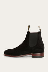Ringers Western Kununurra Mens Chelsea Leather Boots Shoes in Black Suede EE Width