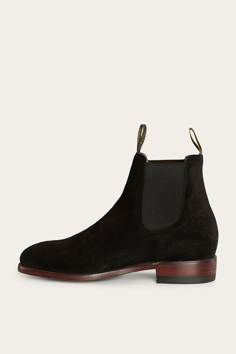 Ringers Western Kununurra Mens Chelsea Leather Boots Shoes in Black Suede EE Width