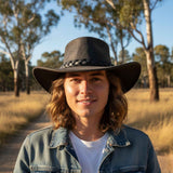 Jacaru 519 Roo Crushy Kangaroo Leather Hat - Stonewash Brown (Squashable Memory Wire Brim Made in Australia)