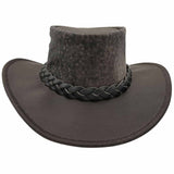 Jacaru 519 Roo Crushy Kangaroo Leather Hat - Stonewash Brown (Squashable Memory Wire Brim Made in Australia)