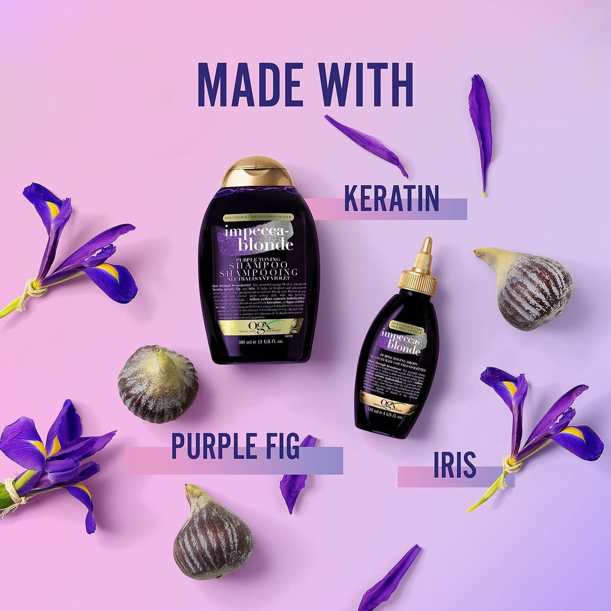 Ogx Blonde Enhance + Purple Toning Shampoo For Blonde Coloured Hair 385ml