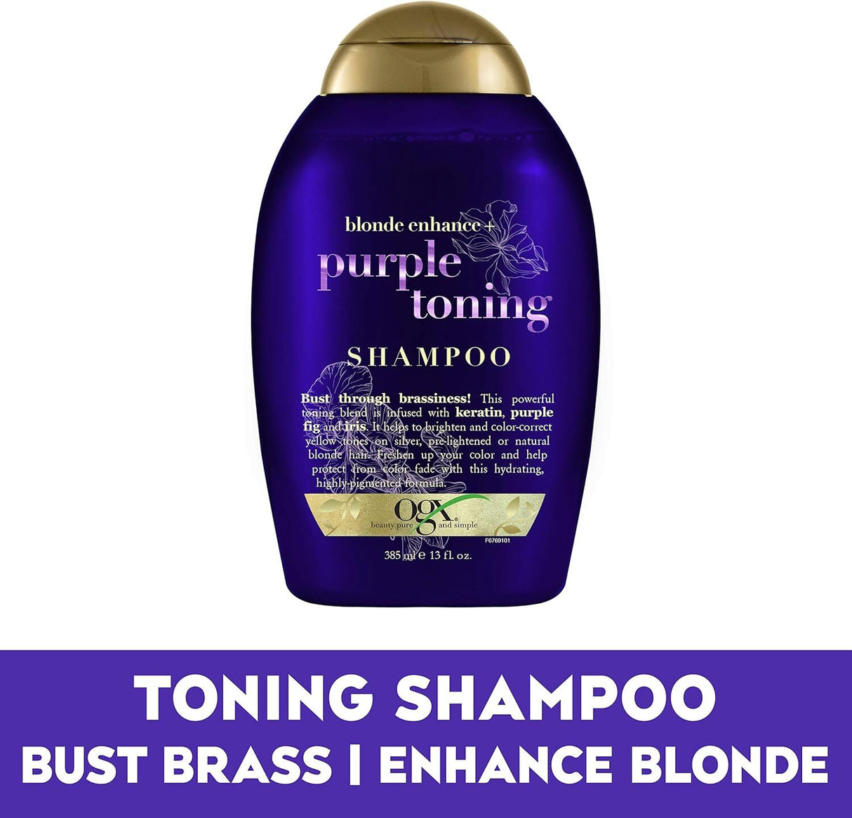 Ogx Blonde Enhance + Purple Toning Shampoo For Blonde Coloured Hair 385ml