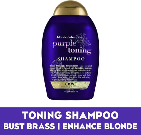 Ogx Blonde Enhance + Purple Toning Shampoo For Blonde Coloured Hair 385ml