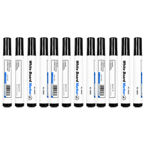 12x White Board Markers Pack - Black Colour Only