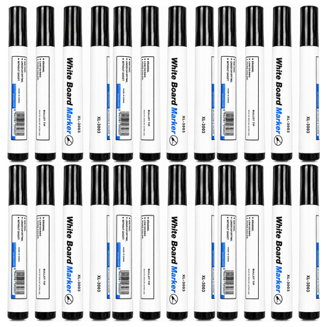24x White Board Markers Bulk Pack - Black Colour Only