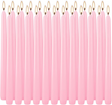 48x Pink Tapered Dinner Candles 25cm Bulk Pack - Unscented (Tall Wedding Table Candles)