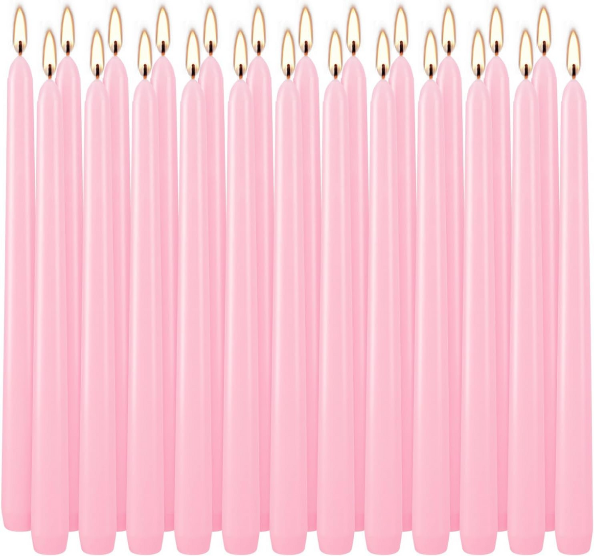 48x Pink Tapered Dinner Candles 25cm Bulk Pack - Unscented (Tall Wedding Table Candles)