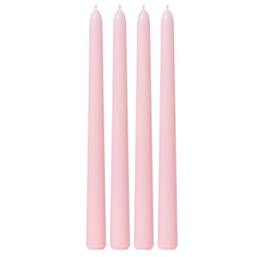 4x Pink Tapered Dinner Candles 25cm - Unscented (Tall Wedding Table Candles)