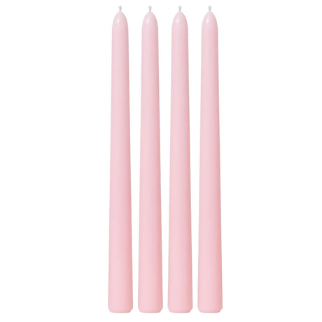 4x Pink Tapered Dinner Candles 25cm - Unscented (Tall Wedding Table Candles)