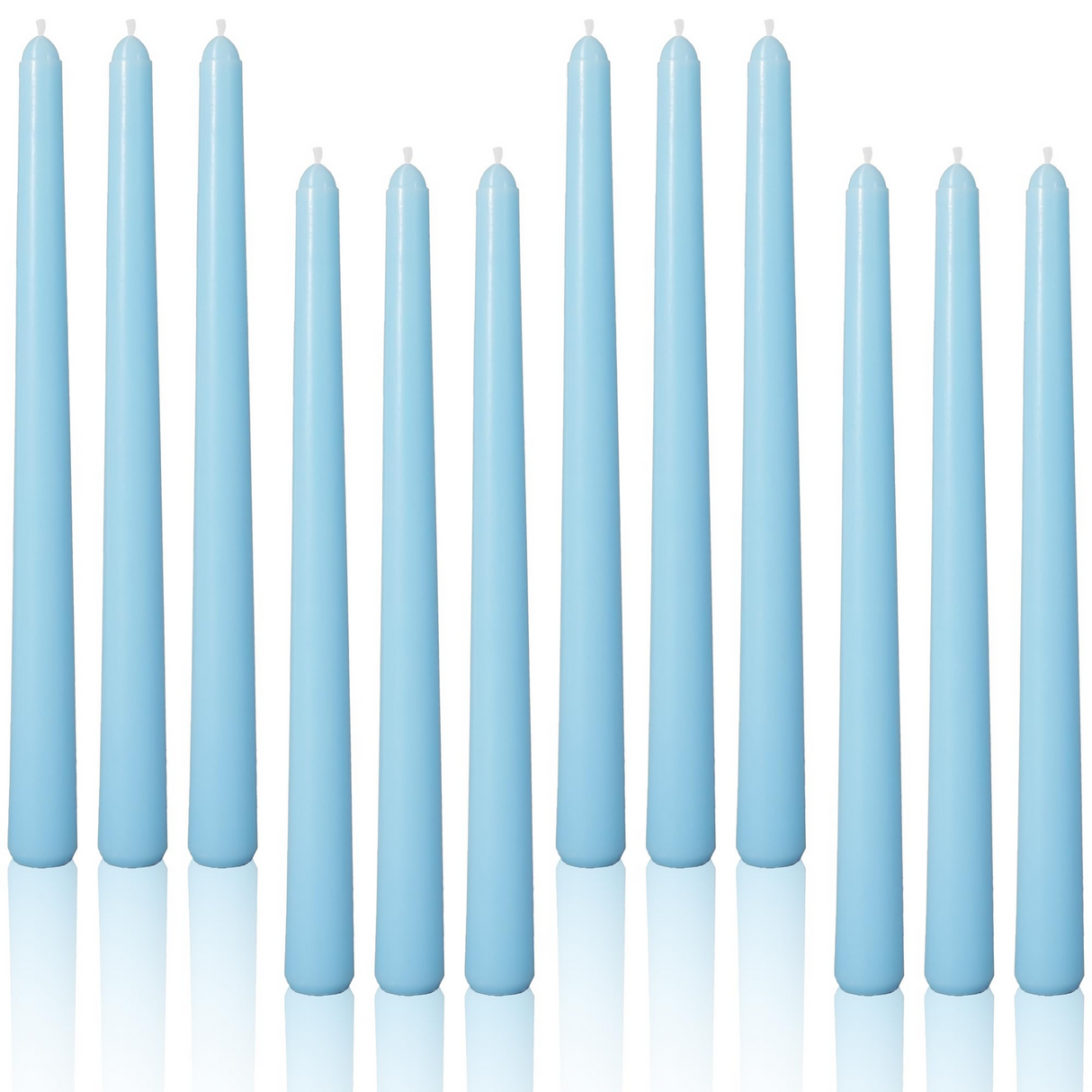48x Blue Tapered Dinner Candles 25cm Bulk Pack - Unscented (Tall Wedding Table Candles)