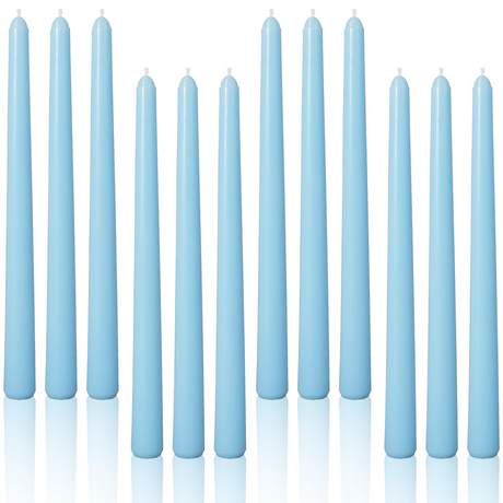 48x Blue Tapered Dinner Candles 25cm Bulk Pack - Unscented (Tall Wedding Table Candles)