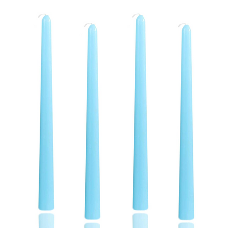 4x Blue Tapered Dinner Candles 25cm - Unscented (Tall Wedding Table Candles)