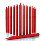 48x Red Tapered Dinner Candles 25cm Bulk Pack - Unscented (Tall Wedding Table Candles)