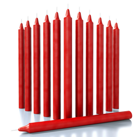 48x Red Tapered Dinner Candles 25cm Bulk Pack - Unscented (Tall Wedding Table Candles)