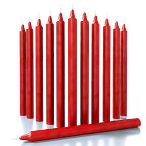 48x Tapered Dinner Candles Unscented Taper Wedding Candle 25cm in Red