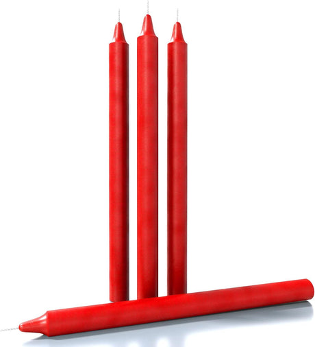 4x Red Tapered Dinner Candles 25cm - Unscented (Tall Wedding Table Candles)