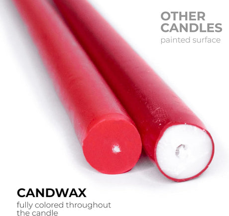 4x Red Tapered Dinner Candles 25cm - Unscented (Tall Wedding Table Candles)