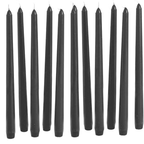 48x Tapered Dinner Candles Unscented Taper Wedding Candle 25cm in Black