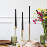 4x Black Tapered Dinner Candles 25cm - Unscented (Tall Wedding Table Candles)