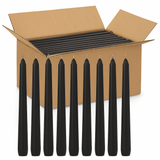 144x Black Tapered Dinner Candles 25cm Bulk Pack - Unscented (Tall Wedding Table Candles)