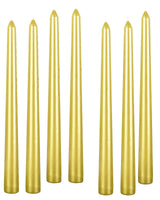 48x Tapered Dinner Candles Unscented Taper Wedding Candle 25cm in Metallic Gold