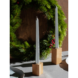 4x Tapered Dinner Candles Unscented Taper Wedding Candle 25cm in Metallic Silver