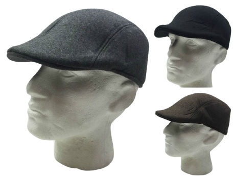 Mens Driving Cabbie Hat Gatsby 20s Ivy Cap Flat sboy Sun Flat Plain Colours - Black