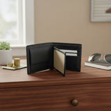 Jacaru 5786 Mens Kangaroo Leather Flap Wallet - Bi-Fold with Coin Pocket (12 x 9.5cm)