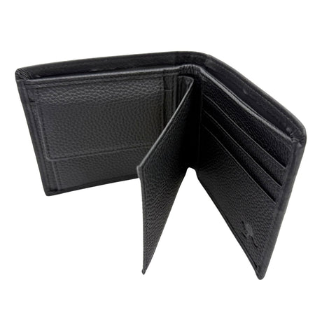 Jacaru 5786 Mens Kangaroo Leather Flap Wallet - Bi-Fold with Coin Pocket (12 x 9.5cm) - Black