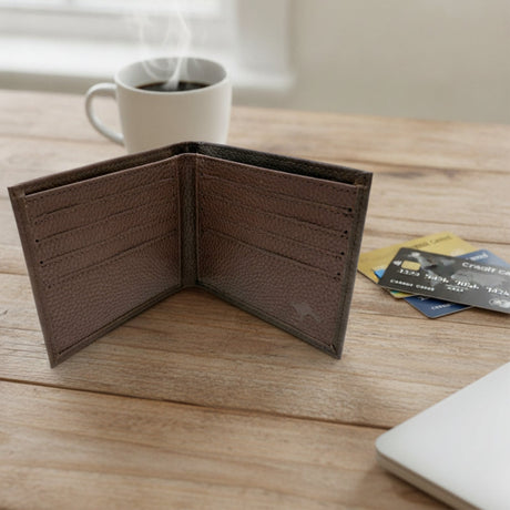 Jacaru 5789 Kangaroo Leather Credit Card Wallet - Brown (Slim Card Holder & Gift Box)