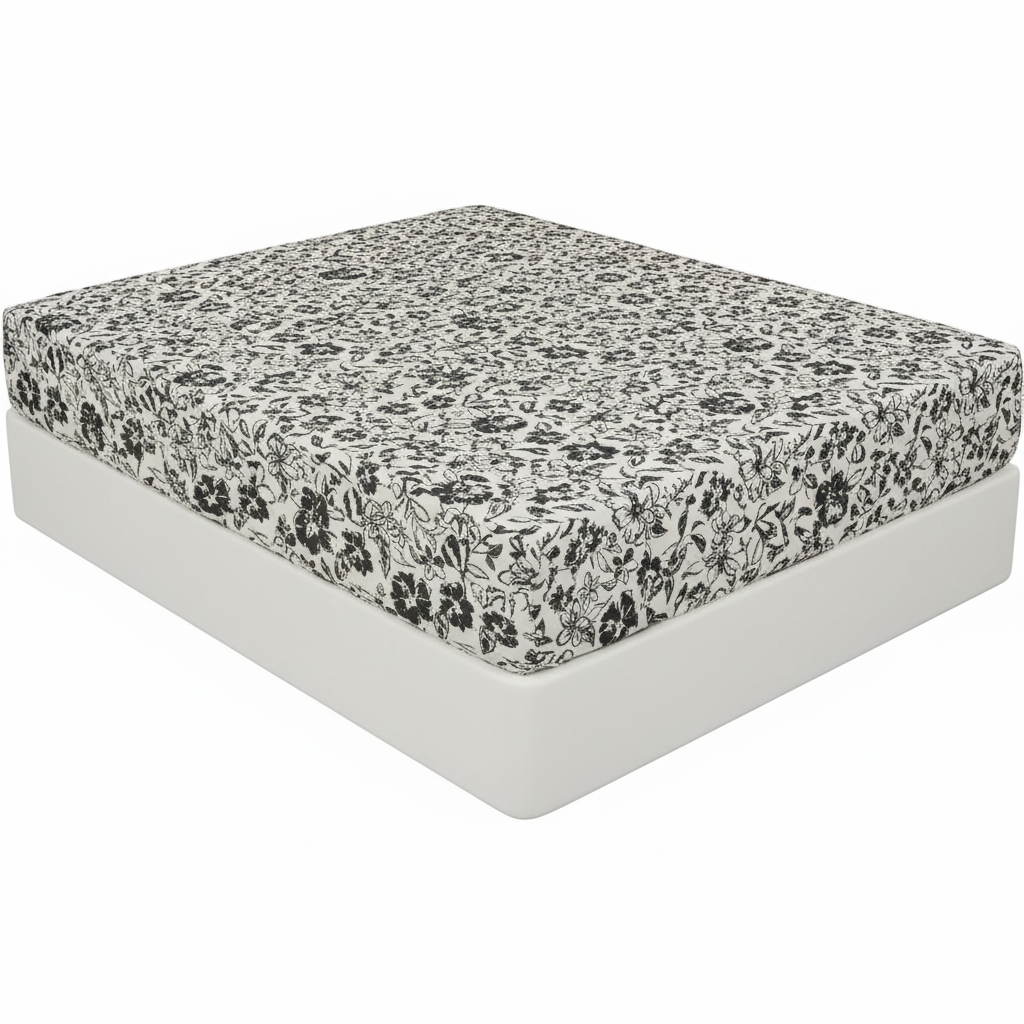 King Comforter Full Set w/ Fitted Sheet, 4 Pillow Covers & Comfofter - Flowers Black/White (6 Piece Set)