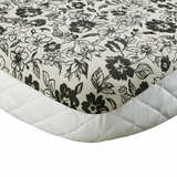 King Comforter Full Set w/ Fitted Sheet, 4 Pillow Covers & Comfofter - Flowers Black/White (6 Piece Set)