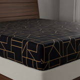 King Comforter Full Set w/ Fitted Sheet, 4 Pillow Covers & Comfofter - Geometric Black (6 Piece Set)