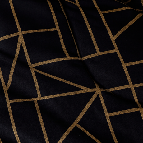 King Comforter Full Set w/ Fitted Sheet, 4 Pillow Covers & Comfofter - Geometric Black (6 Piece Set)