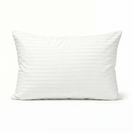 1x 800gsm Premium 100% Cotton Pillow w/ Cover - Standard Striped White (48x74cm)