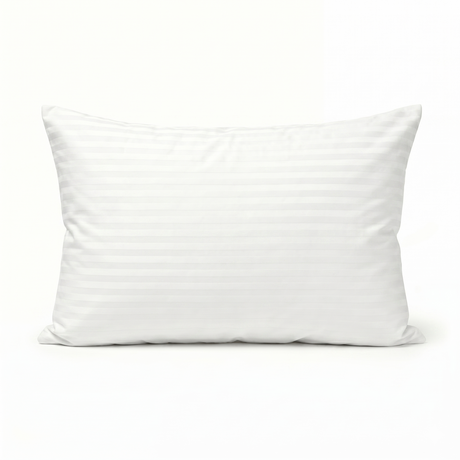 1x 800gsm Premium 100% Cotton Pillow w/ Cover - Standard Striped White (48x74cm)