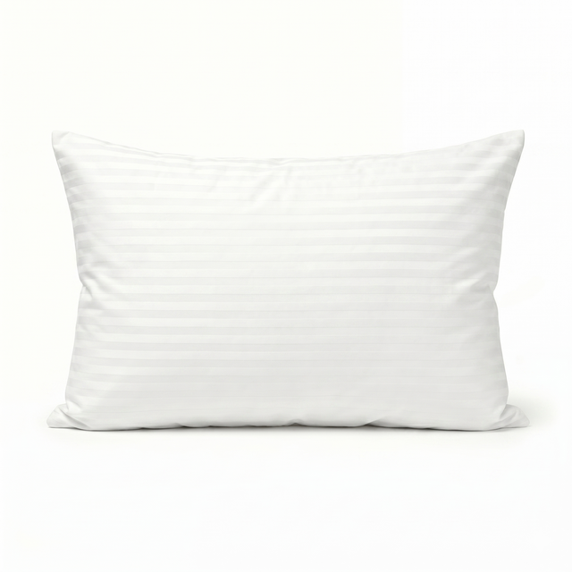 1x 800gsm Premium 100% Cotton Pillow w/ Cover - Standard Striped White (48x74cm)