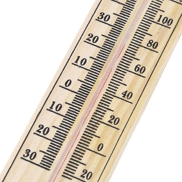 WOODEN THERMOMETER Indoor Outdoor Glass Wall Hanging Room Sensor -  Natural