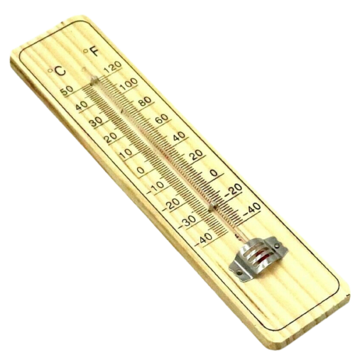 WOODEN THERMOMETER Indoor Outdoor Glass Wall Hanging Room Sensor -  Natural