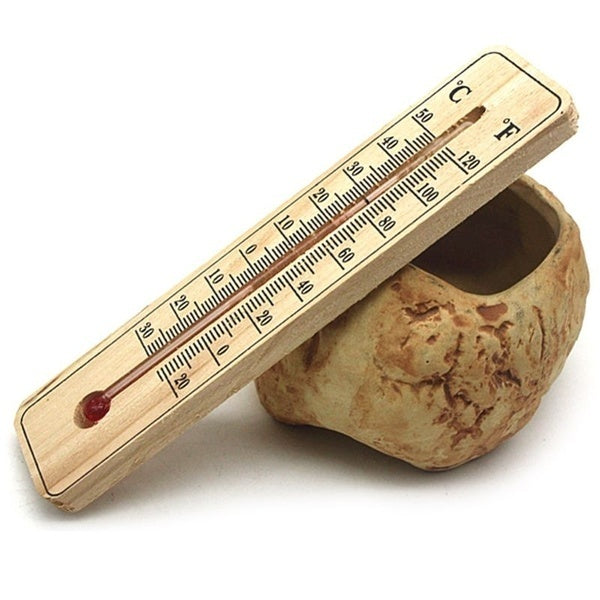 WOODEN THERMOMETER Indoor Outdoor Glass Wall Hanging Room Sensor -  Natural