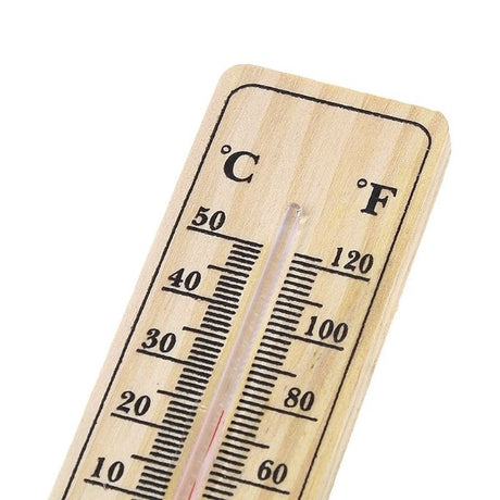 WOODEN THERMOMETER Indoor Outdoor Glass Wall Hanging Room Sensor -  Natural