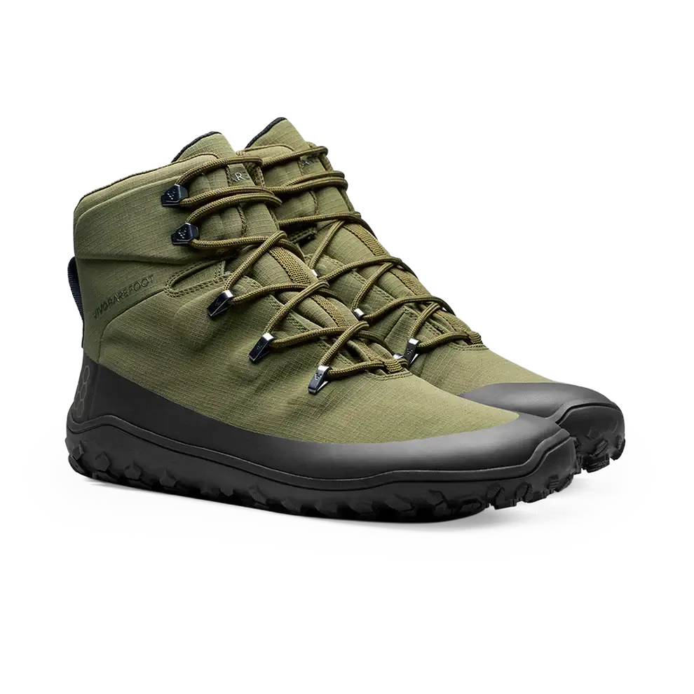 Vivobarefoot Mens Tracker Textile AT II Hiking Boots - Dark Olive (Waterproof Shoes)