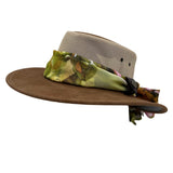 Jacaru 1022 Shady Lady Womens Suede Leather Breeze Hat - Mesh Crown & Chiffon Scarf (Made in Australia)