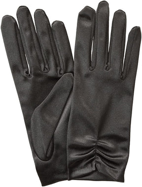 Dents Womens Satin Ruched Wrist Length Evening Gloves Formal Ball Prom - Black