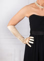 Dents Womens Long Above Elbow Satin Gloves  - Gold
